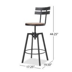 Set Of 2 Alanis Modern Industrial Firwood Adjustable Height Swivel Barstools Natural/Black Brushed Silver - Christopher Knight Home -Furniture Promotion Series GUEST c9042f62 29e7 4ac4 b823 2eda4b88e6fc