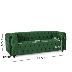 Sagewood Contemporary Velvet Tufted 3 Seater Sofa Emerald/Espresso - Christopher Knight Home -Furniture Promotion Series GUEST c977c5d2 d191 491e a91f d79ac037e69e