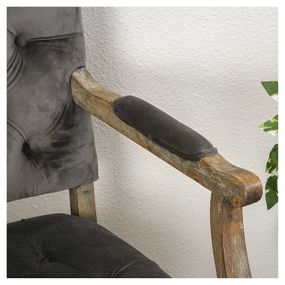 Saltillo New Velvet Arm Dining Chair - Charcoal - Christopher Knight Home 2 Saltillo New Velvet Arm Dining Chair - Charcoal - Christopher Knight Home - Image 2