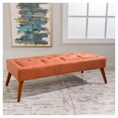 Dilwyn Tufted Ottoman - Orange - Christopher Knight Home 3 Dilwyn Tufted Ottoman - Orange - Christopher Knight Home - Image 3