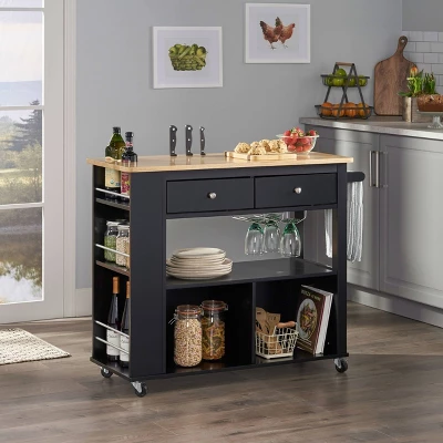 Cato Kitchen Cart Black - Christopher Knight Home 1 Cato Kitchen Cart Black - Christopher Knight Home