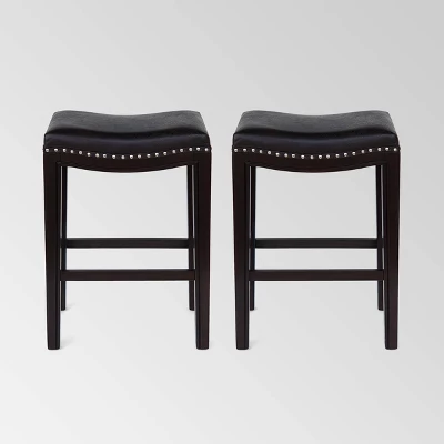 Set Of 2 Tiffin Contemporary Studded Counter Height Barstools - Christopher Knight Home 3 Set Of 2 Tiffin Contemporary Studded Counter Height Barstools - Christopher Knight Home - Image 3