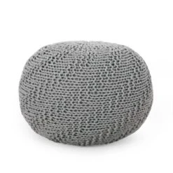 Hershel Modern Knitted Cotton Round Pouf - Christopher Knight Home -Furniture Promotion Series GUEST d231f896 da8f 4d05 87ca a092f8fe9cbf