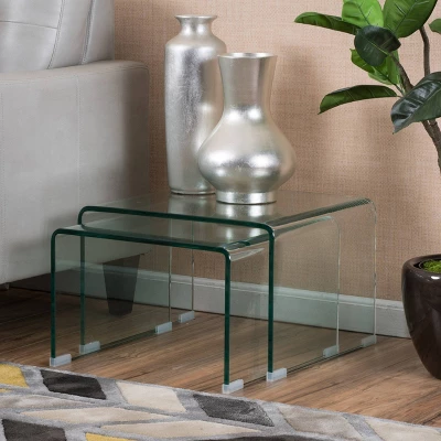 Set Of 2 Ramona Nesting Tables Glass - Christopher Knight Home 1 Set Of 2 Ramona Nesting Tables Glass - Christopher Knight Home