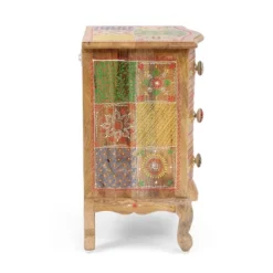 Ailey Handcrafted Boho Mango Wood 3 Drawer Nightstand Natural - Christopher Knight Home -Furniture Promotion Series GUEST d2a0da4f 2eb2 4284 a2b1 540f55b08a0f