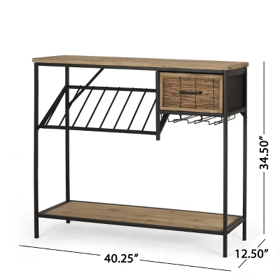 Boster Boho Industrial 8 Bottle Wine Rack Console Table With Storage Natural/Black - Christopher Knight Home 2 Boster Boho Industrial 8 Bottle Wine Rack Console Table With Storage Natural/Black - Christopher Knight Home - Image 2