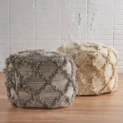 Jucar Handcrafted Boho Fabric Cube Pouf - Christopher Knight Home 4 Jucar Handcrafted Boho Fabric Cube Pouf - Christopher Knight Home - Image 4