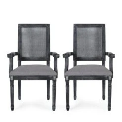 Set Of 2 Maria French Country Wood And Cane Upholstered Dining Chairs - Christopher Knight Home -Furniture Promotion Series GUEST d8509f85 45f3 431b ad71 c0260f43473a