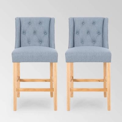 Set Of 2 Landria Button Tufted Wingback Counter Height Barstools - Christopher Knight Home 7 Set Of 2 Landria Button Tufted Wingback Counter Height Barstools - Christopher Knight Home - Image 7
