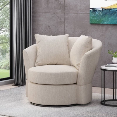 Smyrna Contemporary Upholstered Swivel Club Chair - Christopher Knight Home 1 Smyrna Contemporary Upholstered Swivel Club Chair - Christopher Knight Home