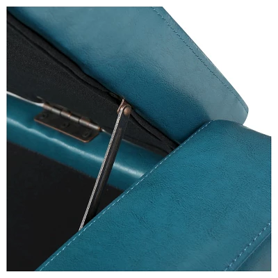 Guernsey Faux Leather Storage Ottoman Bench Teal - Christopher Knight Home 2 Guernsey Faux Leather Storage Ottoman Bench Teal - Christopher Knight Home - Image 2