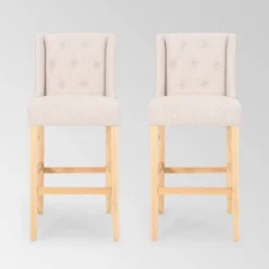 Set Of 2 Lansglen Button Tufted Wingback Barstools - Christopher Knight Home -Furniture Promotion Series GUEST db28c490 94a8 4518 bf96 a2d9a1620196