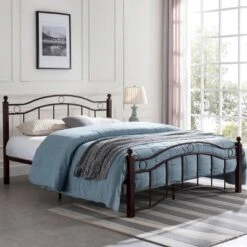 Queen Bouvardia Modern Contemporary Iron Bed - Christopher Knight Home