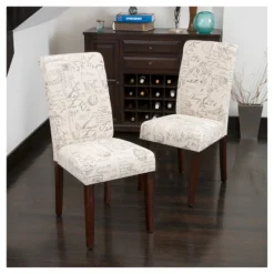Set Of 2 French Handwriting Linen Dining Chair Beige - Christopher Knight Home -Furniture Promotion Series GUEST dda1570f 0bac 405f 9a95 30539fa5e175