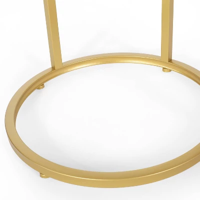 Ingersol Modern Glam C Shaped End Table White/Gold - Christopher Knight Home 3 Ingersol Modern Glam C Shaped End Table White/Gold - Christopher Knight Home - Image 3