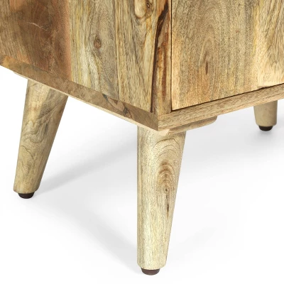 Lytle Boho Handcrafted Mango Wood Nightstand With Storage Natural - Christopher Knight Home 9 Lytle Boho Handcrafted Mango Wood Nightstand With Storage Natural - Christopher Knight Home - Image 9