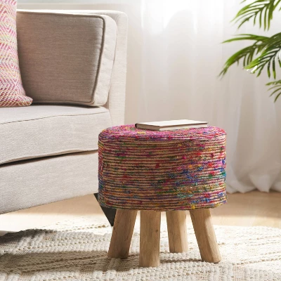 Cidney Silk Fabric Stool Coral - Christopher Knight Home 1 Cidney Silk Fabric Stool Coral - Christopher Knight Home