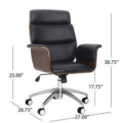 Cannonade Mid-Century Modern Swivel Office Chair Black/Walnut - Christopher Knight Home -Furniture Promotion Series GUEST e34781f7 60f0 4e46 86c7 b61bffd9b00f