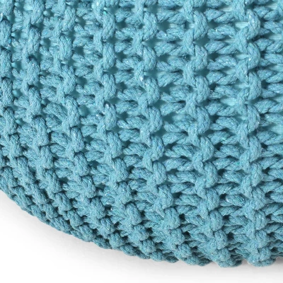 Nahunta Modern Knitted Cotton Round Pouf - Christopher Knight Home 3 Nahunta Modern Knitted Cotton Round Pouf - Christopher Knight Home - Image 3