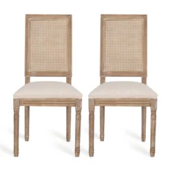 Set Of 2 Regina French Country Wood And Cane Upholstered Dining Chairs - Christopher Knight Home -Furniture Promotion Series GUEST e77ca408 5f2b 4e24 8b3e b8866c54712c