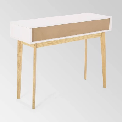Pickford Mid-Century Modern 2 Drawer Console Table Matte White - Christopher Knight Home 4 Pickford Mid-Century Modern 2 Drawer Console Table Matte White - Christopher Knight Home - Image 4