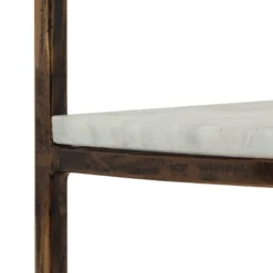 33.5" Bainville Modern Glam Handcrafted Marble Half Round Etagere Bookcase Natural White/Antique Brass - Christopher Knight Home -Furniture Promotion Series GUEST e8e9bc5f cfde 4ca6 8d2c 47465c627aa2