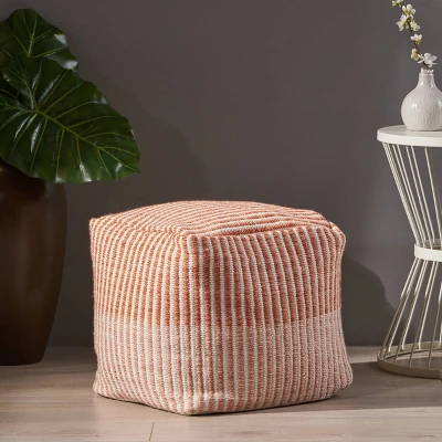 Saffron Boho Pouf Orange - Christopher Knight Home 2 Saffron Boho Pouf Orange - Christopher Knight Home - Image 2