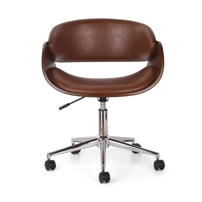 Brinson Mid-Century Modern Upholstered Swivel Office Chair - Christopher Knight Home 6 Brinson Mid-Century Modern Upholstered Swivel Office Chair - Christopher Knight Home - Image 6