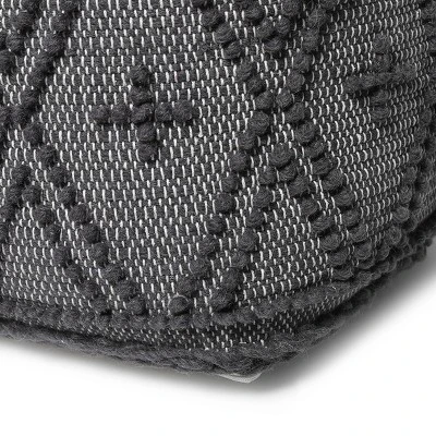 Fossa Boho Handcrafted Fabric Cube Pouf Charcoal - Christopher Knight Home 4 Fossa Boho Handcrafted Fabric Cube Pouf Charcoal - Christopher Knight Home - Image 4