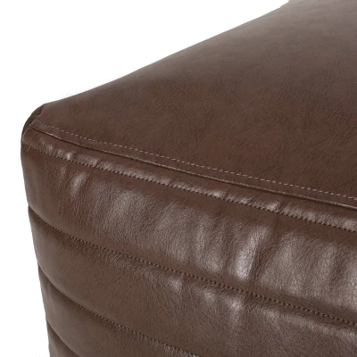 Baddow Contemporary Faux Leather Channel Stitch Rectangular Pouf - Christopher Knight Home 2 Baddow Contemporary Faux Leather Channel Stitch Rectangular Pouf - Christopher Knight Home - Image 2