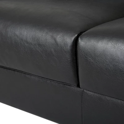 Brockbank Modern Faux Leather 3 Seater Sofa With Pillows - Christopher Knight Home 9 Brockbank Modern Faux Leather 3 Seater Sofa With Pillows - Christopher Knight Home - Image 9