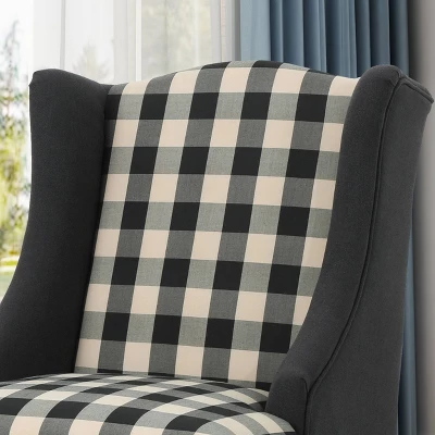 Toddman High-Back Club Chair Checkerboard Black/Dark Charcoal - Christopher Knight Home 2 Toddman High-Back Club Chair Checkerboard Black/Dark Charcoal - Christopher Knight Home - Image 2