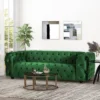 Sagewood Contemporary Velvet Tufted 3 Seater Sofa Emerald/Espresso - Christopher Knight Home