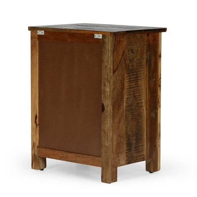 Greenler Boho Handcrafted 2 Door Wood Sideboard Natural/Multi Colored - Christopher Knight Home 4 Greenler Boho Handcrafted 2 Door Wood Sideboard Natural/Multi Colored - Christopher Knight Home - Image 4