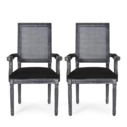 Set Of 2 Maria French Country Wood And Cane Upholstered Dining Chairs - Christopher Knight Home -Furniture Promotion Series GUEST f34a5f68 aeb5 4327 8486 74483f17b787