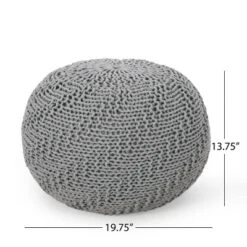 Hershel Modern Knitted Cotton Round Pouf - Christopher Knight Home -Furniture Promotion Series GUEST f4eb0667 8fbe 4733 bbeb 110f30ecb607