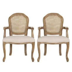 2pk Mina French Country Wood And Cane Upholstered Dining Chairs - Christopher Knight Home -Furniture Promotion Series GUEST f6d71c0d 4d5a 4580 940d 3ce58d4e4d0a
