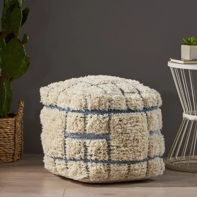 Allegra Boho Pouf Blue/White - Christopher Knight Home 1 Allegra Boho Pouf Blue/White - Christopher Knight Home