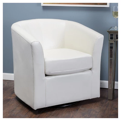 Daymian Faux Leather Swivel Club Chair - Christopher Knight Home 2 Daymian Faux Leather Swivel Club Chair - Christopher Knight Home - Image 2