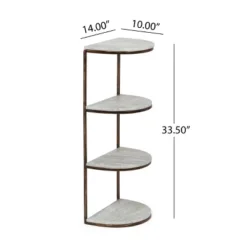 33.5" Bainville Modern Glam Handcrafted Marble Half Round Etagere Bookcase Natural White/Antique Brass - Christopher Knight Home -Furniture Promotion Series GUEST fb001299 deda 4e66 a94a b631d5799612