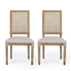 Set Of 2 Regina French Country Wood And Cane Upholstered Dining Chairs - Christopher Knight Home -Furniture Promotion Series GUEST fe994e94 ffaf 4a67 8658 4f9dd6bed11e